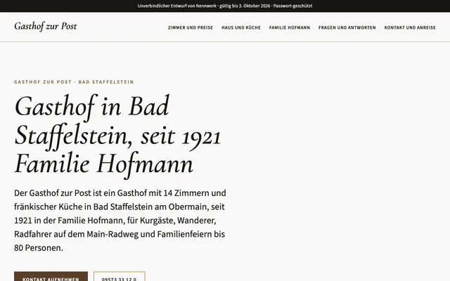 Startseite der Musterseite Gasthof zur Post