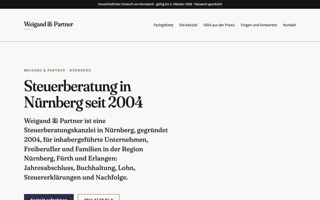 Startseite der Musterseite Weigand & Partner