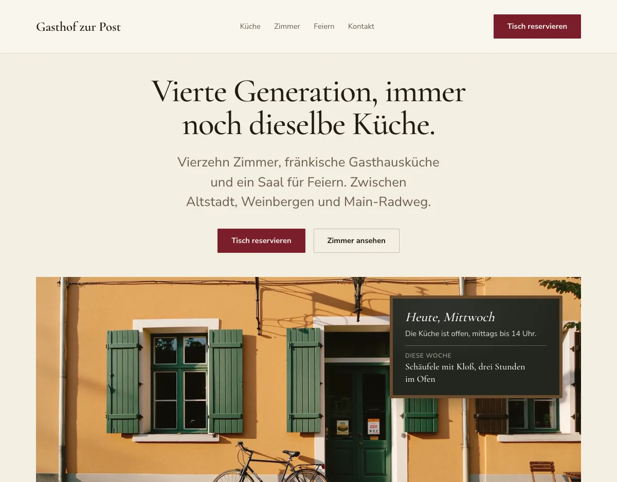 Startseite der Musterseite Gasthof zur Post