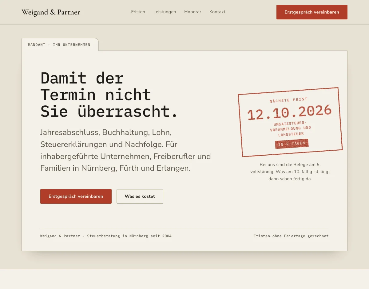 Startseite der Musterseite Weigand & Partner